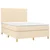 Vidaxl Box spring postelja z vzmetnico krem 140x190 cm blago