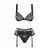 Sexy set 3-delni Heartina crne boje - L/XL