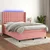 Vidaxl Box spring postelja z vzmetnico LED roza 140x190 cm žamet