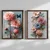 WallXpert set uramljenih MDF slika NAL198-46, ružičasti i plavi cvetovi sa leptirom u vintage stilu, 2 x 35,5 x 47 cm