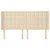 Vidaxl Vzglavje z ušesi krem 183x16x118/128 cm blago