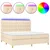 Krevet box spring s madracem LED krem 200x200 cm od tkanine