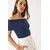 Bianco Lucci Ženska bluza na kratake rukave 60284012, Brod izrez, Tamnoplava