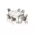 HANAH HOME Rasklopivi trpezarijski sto i stolice (7 delova) Nira White Gold Grey