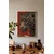 WallXpert uramljena slika 115273, leopard i cveće na crvenoj pozadini, 30 x 40 cm, beli ram