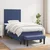 Vidaxl Box spring postelja z vzmetnico moder 90x200 cm blago