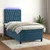 Vidaxl Box spring postelja z vzmetnico LED temno modra 90x190 cm žamet