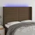 Vidaxl LED posteljno vzglavje temno rjavo 147x16x118/128 cm blago