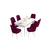 Hanah Home Set Trpezarijski sto i 6 stolica Are, Bordo-beli