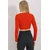 Trend Alacati Stili Ženska bluza dugih rukava ALC-X11437, Brod izrez, Crvena