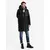 Ombre Mens long quilted jacket with large pockets - black