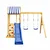 Kinder Home Dečiji drveni set 4u1 – tobogan 1,8 m, 2 ljuljaške, penjalica i mreža od konopaca 308×318×244cm