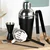 Excellent Houseware Barski set s stresalnikom, jeklo, črne barve, 5 kosov.