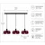 Luster na sajli HAKI 3xE27/60W/230V bordo/crna
