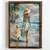 WallXpert uramljena MDF slika NAL017-70, žena u cvetnoj haljini i zlatni retriver šetaju plažom, 50 x 70 cm