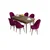 Hanah Home Set Trpezarijski sto i 6 stolica Roz, Bordo-braon