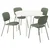 VIHALS / VIHALS Sto i 4 stolice, bela bela/zelena Tibbleby sivozelena, 107 cm