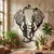 WallXpert metalni zidni ukras 5511, slon od krošnji drveća sa pticama, 59 x 75 cm, crni
