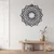 WallXpert metalni zidni ukras 5093, mandala cvet sa kružićima i laticama, 58 x 58 cm, crni