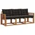 Set vanjskih sofa s jastukom 3 pcs Prirodna i crna