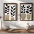 WallXpert set uramljenih MDF slika NAL193-46, crne grane sa lišćem u pletenim saksijama, 2 x 35,5 x 47 cm