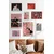 WallXpert set od 8 manjih uramljenih slika Çgs-075, modne ilustracije žena u crvenim, roze i crno-belim tonovima, beli ram
