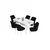 Hanah Home Set Trpezarijski sto i 6 stolica Eva, Crno-beli