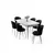 HANAH HOME Rasklopivi trpezarijski sto i stolice (7 delova) Asfel White Black