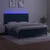 Vidaxl Box spring postelja z vzmetnico LED temno modra 180x200cm žamet