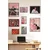 WallXpert set od 8 manjih uramljenih slika Çgs-075, modne ilustracije žena u crvenim, roze i crno-belim tonovima, crni ram