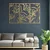WallXpert metalni zidni ukras DCV-1115-MT, linijski cvetovi u 3 panela, 3 dela, 25 x 50 cm, zlatni