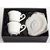 Skodelica s krožnikom, komplet 2 kosov, beli porcelan