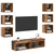 TV ormar S LED lampica s ladicama Zidne 8 pcs Staro drvo Stakl