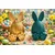 Bunny - Zeleni, Zlatni Zeleni Set Dekorativnih Predmeta (2 Komada)