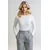 Trend Alacati Stili Ženska bluza dugih rukava Alc-X13331, Okrugli izrez, Bela