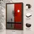 WallXpert uramljena MDF slika 3752KACT-037, silueta čoveka i golo drvo na sivo-crvenoj pozadini sa belim suncem, 37 x 52 cm