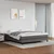 shumee Box spring postelja z vzmetnico siva 180x200 cm umetno usnje