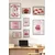 WallXpert set od 8 uramljenih slika Çgs-054, retro motivi u roze i crvenoj – pin-up žena, usne, trešnje, tulipani i karte, crni ram