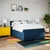 Vidaxl Box spring postelja z vzmetnico modra 140x190 cm blago