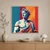 WallXpert uramljena slika na platnu Cc-K-Ah-1001, antička statua u pop art stilu na šarenim prugama, 80 x 80 cm