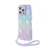 Maska Guess Hc PC TPU Iridescent Glitter Pattern Peony Cordstrap za iPhone 15 Pro, Ljubičasta