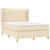 vidaXL Box spring postelja z vzmetnico krem 140x200 cm blago