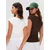 Bershka Majica  temno rjava / bela