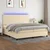 Vidaxl Box spring postelja z vzmetnico LED krem 200x200 cm blago