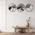 WallXpert metalni zidni ukras 5256, listovi ginka u 3 kružna panela, 72 x 72 cm, crni