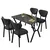 HANAH HOME Set Trpezarijski sto i 4 stolice Elma Anthracite Black