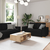 Sofa 3 pcs Crna 220 x 80 x 84 cm Platnasta tkanina