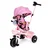 Eco Toys Tricikl za decu sa rotirajućim sedištem, gurajućim rukohvatom i tendom Pink