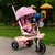 Eco Toys Tricikl za decu sa rotirajućim sedištem, gurajućim rukohvatom i tendom Pink