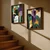 WallXpert set uramljenih MDF slika NAL195-70, art deco lukovi u zelenoj, ljubičastoj i zlatnoj, 2 x 50 x 70 cm